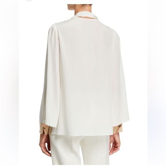 Alexis 100% silk Elegant Cream and whiteWomen's Blouse, L - Picture 2 of 10